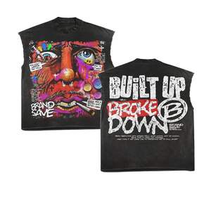 T-shirt lavable à l'acide 100% en coton pour hommes, coton, confortable, lavé à l'acide. - Product Image 4