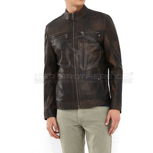 Veste d'hiver en cuir à la mode pour hommes, manteau décontracté et élégant avec fermeture à glissière, veste en cuir véritable pour hommes - Product Image 5