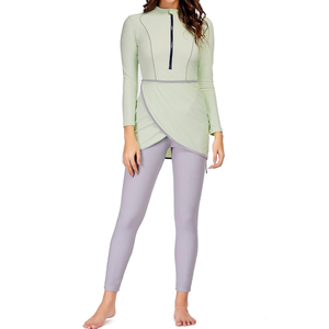 Ensemble burkini taille haute pour femme avec imprimé et logo frontal, respirant, séchage rapide, Spandex/Polyester, haute qualité, vente en gros - Product Image 4