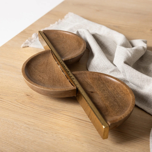 Mini cuenco de nueces de madera de acacia hecho a mano de alta calidad, precio al por mayor, pequeñas bandejas decorativas de Metal de madera a la venta - Product Image 4