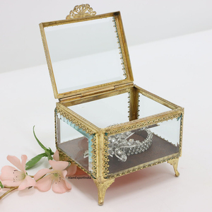 Qualité supérieure Best-seller Fabrication Fournisseur Bordure en laiton Boîte de rangement en verre biseauté dans une boîte à bijoux Boîte unique transparente - Product Image 3