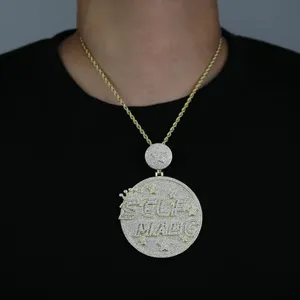 Colgante Personalizable de Plata 925 con Incrustaciones de Moissanita, Corte Brillante, Estilo Diamante, Vintage, Hip Hop, Chapado en Oro Rosa - Product Image 2