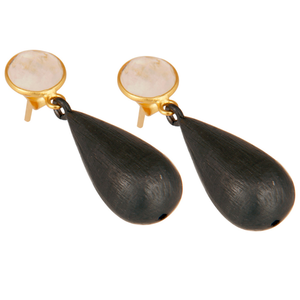 Rainbow <b>Moonstone</b> Earring Gemstone Jewelry Manufacturer Yellow Gold Plated Pure 925 Silver Dangle Drop Earrings - Product Image 2