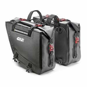 Paire de sacs latéraux imperméables noirs de 15+15 litres pour moto avec intérieur jaune GRT718 - Product Image 1