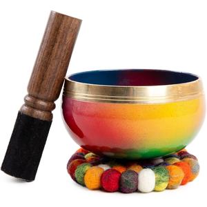 Bol chantant en métal tibétain fabriqué à la main pour la méditation de guérison Yoga Mindfulness avec maillet et coussin en bois - Product Image 5
