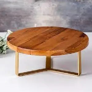 Huge Demand on High Quality Natural Wood Color Acacia Wood Cake Stand/ Wooden Hand Carved Cake Stand