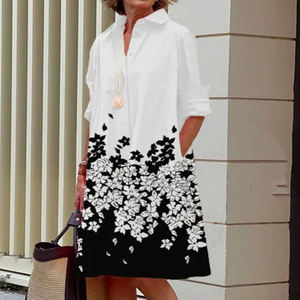 <span class=keywords><strong>2025</strong></span> mùa thu Sản phẩm mới, thời trang và thanh lịch Polka Dot in áo sơ mi-Cổ áo dài tay áo Midi Dress - Product Image 5