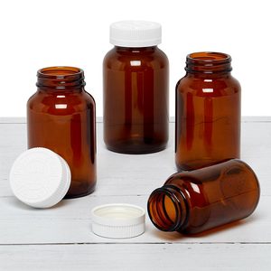 Wide-Mouth Amber Glass <b>Bottles</b> Child-Resistant Screw Caps 50ml/125ml/250ml/1000ml Capacity Matte for <b>Diffuser</b> Use Free Available - Product Image 1