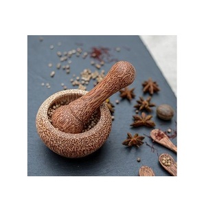 Mortier et pilon en bois de manguier sculpté à la main, outil polyvalent pour votre cuisine, broyeur de médicaments, poli naturellement - Product Image 3