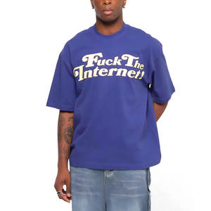 Camiseta de manga corta con cuello redondo de Material de algodón de alta calidad de secado rápido de talla grande, transpirable, logotipo personalizado, patrón de letras para hombre - Product Image 3