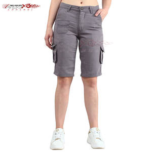 Pantalones cortos Cargo informales para mujer con bolsillos con solapa y cómodos pantalones cortos Cargo ligeros de cintura elástica para mujer - Product Image 1