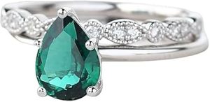 Bague femme émeraude naturelle et pierre précieuse CZ mai pierre de naissance anniversaire de mariage minuscule bijoux faits à la main bague en argent sterling 925 - Product Image 4