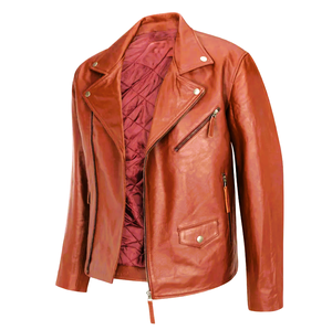 แจ็กเก็ตหนังแท้100% เข้ารูประบายอากาศได้ดีบุนวมมีซิปปกพับลง - Product Image 4