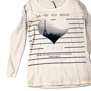 Haute qualité personnalisé Vintage poids moyen Paris personnalisé sérigraphie 100% coton à manches longues surdimensionné t-shirt pour les femmes - Product Image 4