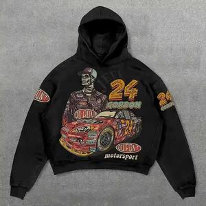 Sweat à capuche oversize décontracté en molleton français 100% coton biologique, lavage à l'acide, impression graphique, logo personnalisé, hiver - Product Image 3