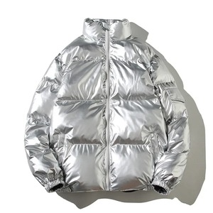 Veste d'hiver décontractée pour hommes Manteau bouffant épais à coupe ample Tissu en toile à col montant rembourré en coton Style décontracté fin - Product Image 4