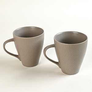 Nouvel ensemble de tasses à café en porcelaine fine gris cendré au design minimaliste, compatibles lave-vaisselle et micro-ondes, pour cadeaux de tasses en céramique personnalisées - Product Image 2