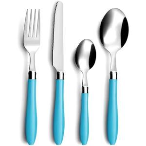 Ensemble de 4 couverts en acier inoxydable Ustensiles de cuisine idéaux Cadeaux de table Couverts finis multicolores Poignée ronde - Product Image 3