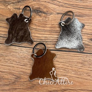 Nouveau design porte-clés en cuir de vachette porte-clés en cuir de fourrure véritable porte-clés élégants porte-clés en cuir véritable de luxe de forme unique - Product Image 1