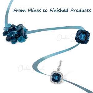 Fancy Design 925 Sterling Silver 5mm London Blue Topaz with Zircon Gemstone Halo Studs Push <b>Back</b> <b>Earrings</b> at Discounted Price - Product Image 5