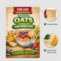 Sachet Doypack Personnalisé en BOPP Qualité Alimentaire avec Fermeture Zip Refermable pour Avoine et Céréales de Petit-Déjeuner