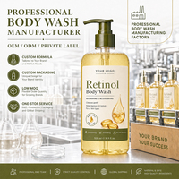 Gel Douche Liquide au Rétinol OEM ODM Marque Privée Nourrissant Anti-Âge Rajeunissant Exfoliant Hydratant