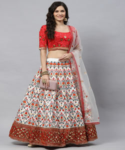 Vente en gros à la mode soie Lehenga Choli Georgette broderie séquence travailler avec Dupatta fête ethnique porter vêtement ApparelGarment - Product Image 6
