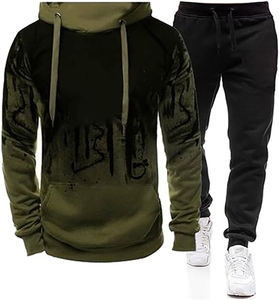 Custom High Quality Printing Tracksuit 100% <b>Cotton</b> French Terry <b>Raw</b> Hem Cut and Sew Hoodie Sweatpants and Hoodie Tracksuit - Product Image 3