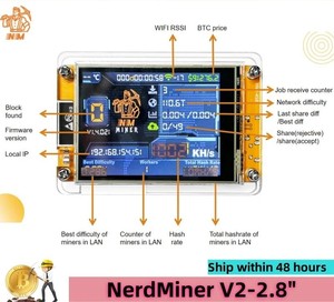 Nerdminer V2 nmminer <span class=keywords><strong>ESP</strong></span> wroom 32 ESP32 phát triển Hội Đồng Quản trị 2.8 inch hiển thị thông minh may mắn thợ mỏ hashrate mô-đun 414kh S BTC thợ mỏ - Product Image 4