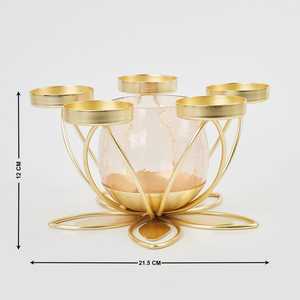 Bougeoirs de table décoratifs de luxe en or avec fleurs pour la maison - Product Image 4