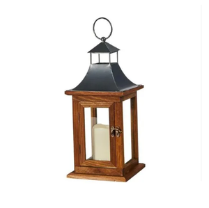 Lanterne à bougie en bois de manguier et verre inachevé avec poignée en métal pour bougie décor à la maison et jardin extérieur décoratif en bois - Product Image 6