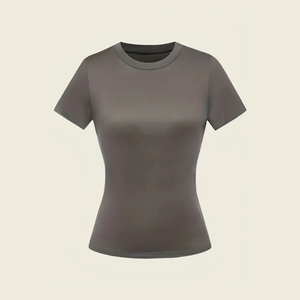 Femmes T Shirt Manches Courtes Regular Fit Solid High Stretch Casual Crew Neck Eco-Friendly Breathable Summer Top Wholesale Vietnam - Product Image 1