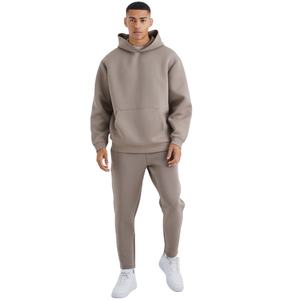 Conjunto de pantalones de chándal personalizados y Sudadera con capucha, chándal holgado acampanado de algodón en blanco de gran tamaño liso de peso pesado para hombres - Product Image 1