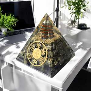 Handmade Orgone Crystal Pyramid Gemstone Decor <b>Clear</b> <b>Resin</b> Pyramid with Copper Coil for Meditation Home Office Gift - Product Image 1