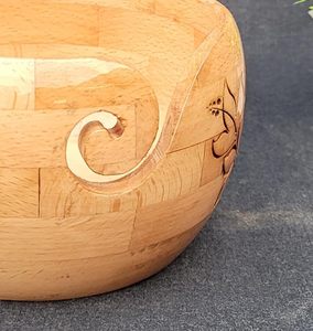 Support en bois pour bobines de fil 7 x 4 pouces, bol de rangement fait main pour le tricot et le crochet - Product Image 4