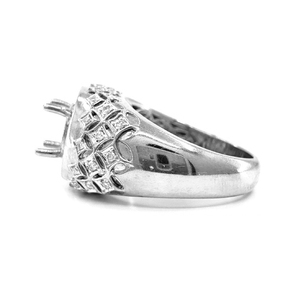 Bague de fiançailles et de mariage semi-montée faite à la main en or blanc massif 18 carats de haute qualité avec diamant véritable taille brillant rond pour femme - Product Image 2