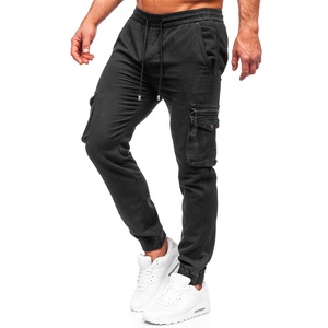 Pantalon de travail pour hommes personnalisé OEM 100% sergé de coton léger motif droit décontracté ourlet fendu Baggy Streetwear multi-usages - Product Image 3