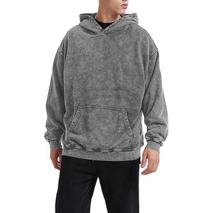 Sweat à capuche vintage surdimensionné en coton imprimé avec logo personnalisé Pull-over Respirant Coupe-vent Lavage à l'acide Hoodies Service OEM - Product Image 1