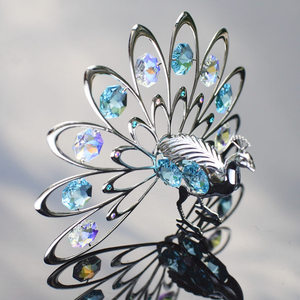 Gold Plated Metal <b>Peacock</b> Crystal Figurine Statue Art Collectible <b>Ornament</b> Gift for Women - Product Image 2
