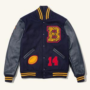 Unisex High Quality Satin Varsity <b>Jacket</b> Embroidered Knit Logo Cotton-Filled Pocket Decoration XL Size with Nylon Lining - Product Image 1