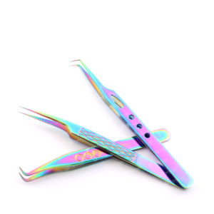 Pinzas de pestañas japonesas de acero inoxidable con punta Nano, color arcoíris, nuevo diseño, antiestático, no corrosivo, OEM ODM - Product Image 2