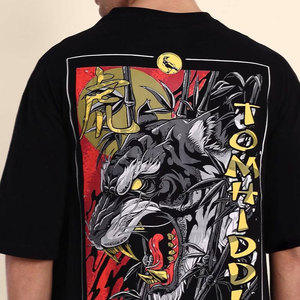 เสื้อยืดผู้ชายทรงโอเวอร์ไซส์พิมพ์ลายโลโก้แบบกำหนดเองได้ผ้าถักหลายขนาดและหลายสี - Product Image 6