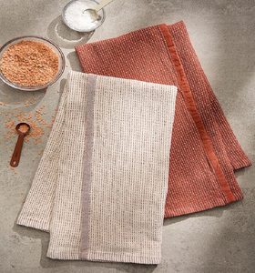 Ensemble de serviettes de cuisine en coton rayé multicolore empilables, durables et colorées, disponibles à prix de gros. - Product Image 6