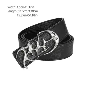 Ceinture en <span class=keywords><strong>cuir</strong></span> véritable de peau de vache double face de style occidental de luxe pour hommes à la mode Cool alliage de forme spéciale longueur personnalisée parfaite - Product Image 2