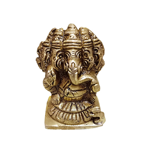 Moderne 5-Face Lord Ganesha Idol fait à la main Dieu du succès et destructeur du mal pour les mariages anniversaires Diwali - Product Image 1