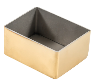 Recipiente rectangular para azúcar de acero color dorado con interior oscuro está disponible a precio de mayoreo - Product Image 1