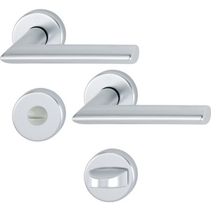 Juego de rosetas HOPPE Stockholm 1140/42KV/42KVS de aluminio F1 redondas SK/OL DIN, estanterías superiores para puerta izquierda/derecha D/D - Product Image 1