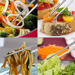 คีมคีบอาหารสแตนเลสสีเงินแหนบตรงอุปกรณ์บาร์บีคิวสาหร่ายอุปกรณ์ครัว - Product Image 3