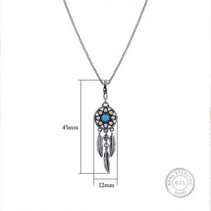 Colgante de atrapasueños de plata oxidada de moda, cadena de eslabones chapada en oro, plata 925 con piedras de circón de diamante con corte de cojín - Product Image 2