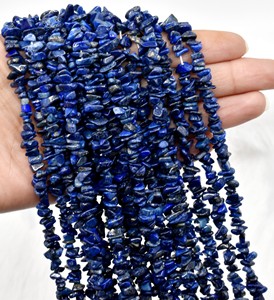 Perles de pierres précieuses en éclats de Lapis Lazuli bleu naturel en gros pour la fabrication de bracelets pour femmes - Product Image 3